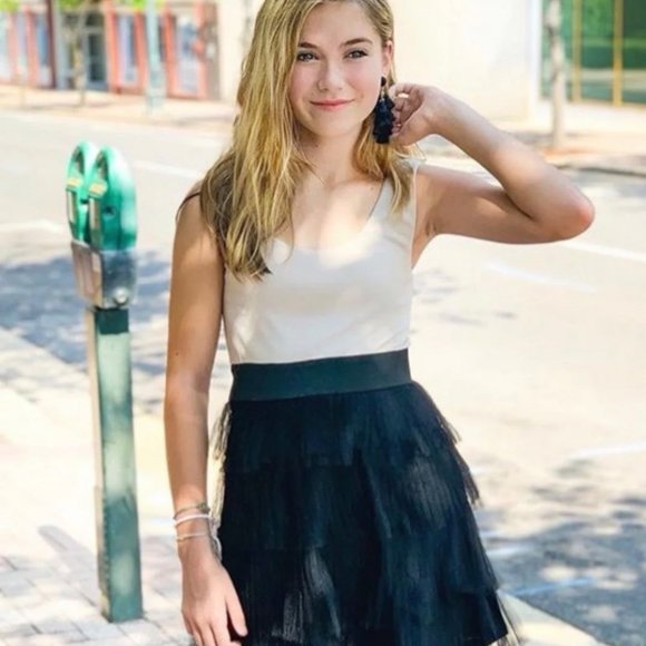 Teen Girl Stella M'Lia OLIVIA Dress in Taupe + Black - OSFM (8-14) - Picture 1 of 6